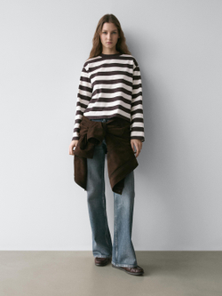 Massimo Dutti Хлопковая футболка, коричневый