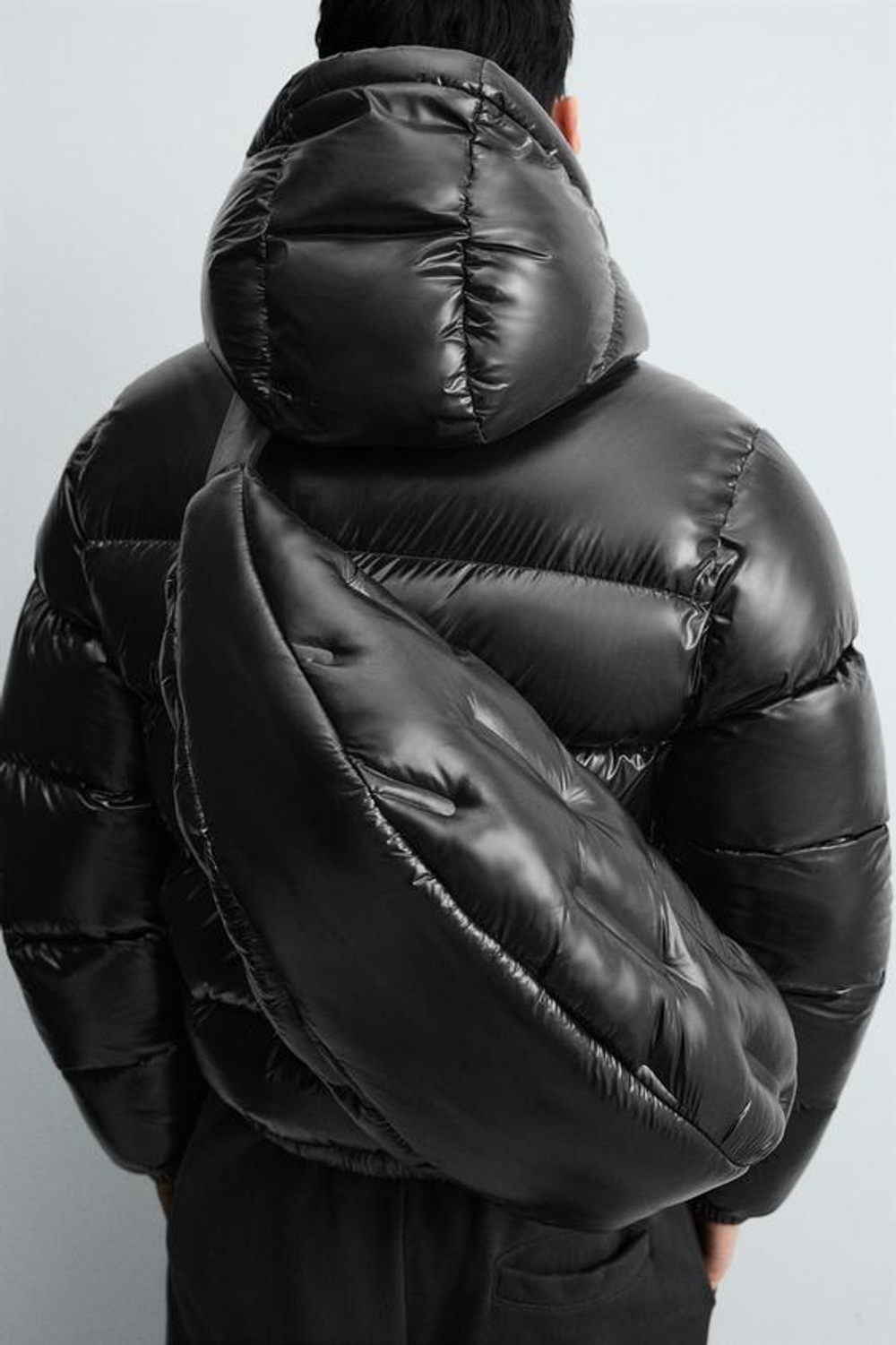 ZARA СТЕГАНАЯ СУМКА ЧЕРЕЗ ПЛЕЧО, ЧЕРНЫЙ