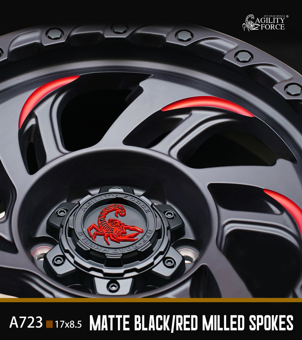 Диск колёсный литой AGILITY FORCE А723 R18 8.5 ET0 Black / Red Milled Spokes