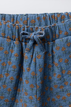 ZARA БРЮКИ БЭГГИ С ЦВЕТОЧНЫМ ПРИНТОМ, НЕФТЯНОЙ