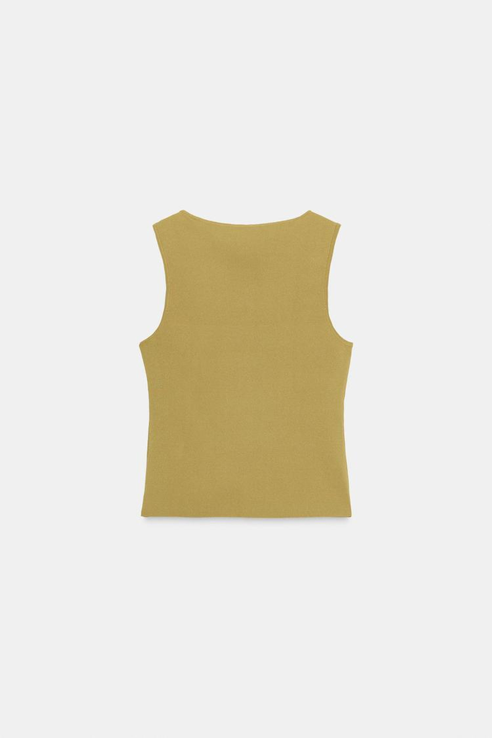 ZARA ТРИКОТАЖНЫЙ ТОП С МЕТАЛЛИЧЕСКОЙ ОТДЕЛКОЙ, МЯГКИЙ ЗЕЛЕНЫЙ