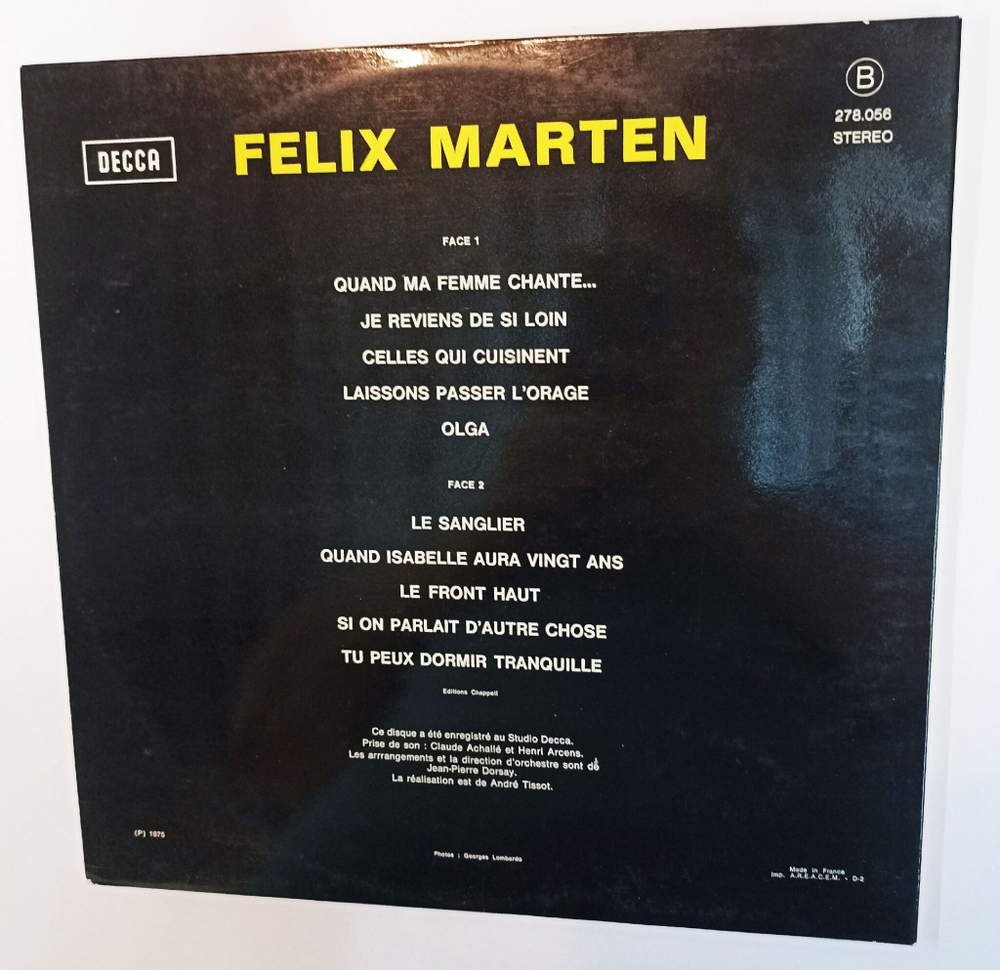 Винтажная виниловая пластинка LP Felix Marten Si On Parlait Dautre Chose (France 1975)