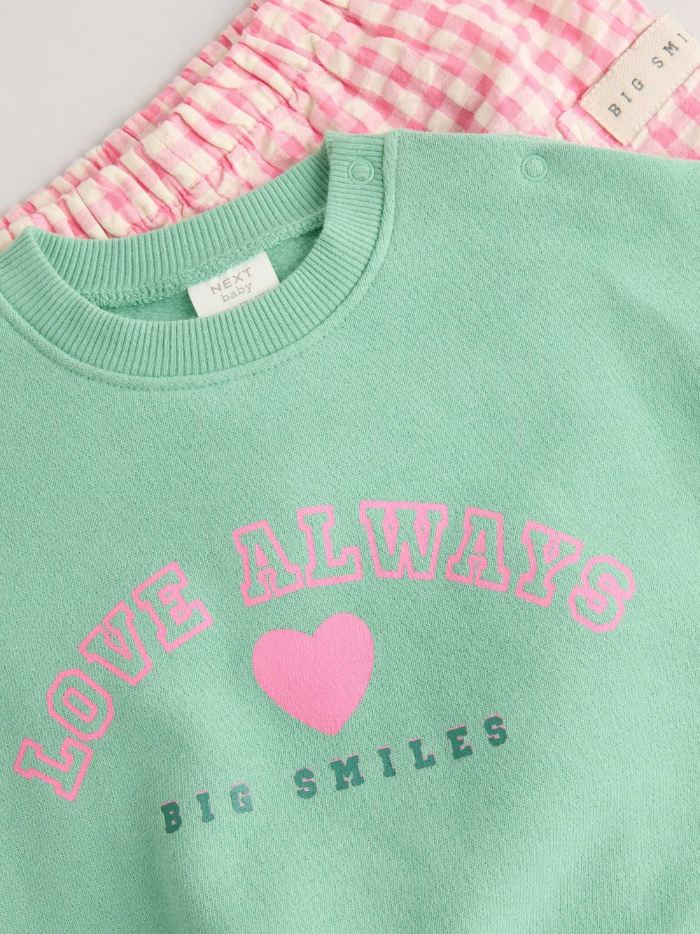 Лонгслив и брюки в комплекте для малышей Next B87-318, Светло-зеленый, Розовый