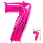 Шар (40"/102 см) Цифра "7" Фуксия в упаковке / Seven