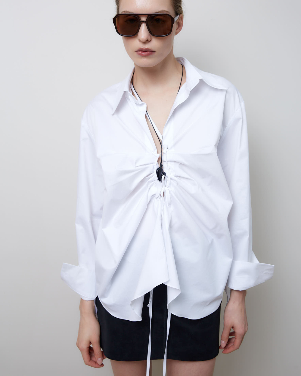 Рубашка на завязках из хлопка Макс Мара белый