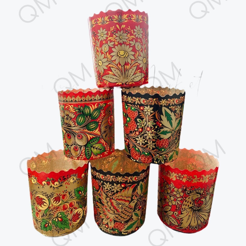 Форма бумажная под кулич 90/90 мм "Хохлома" от 20 шт/ 1 упак