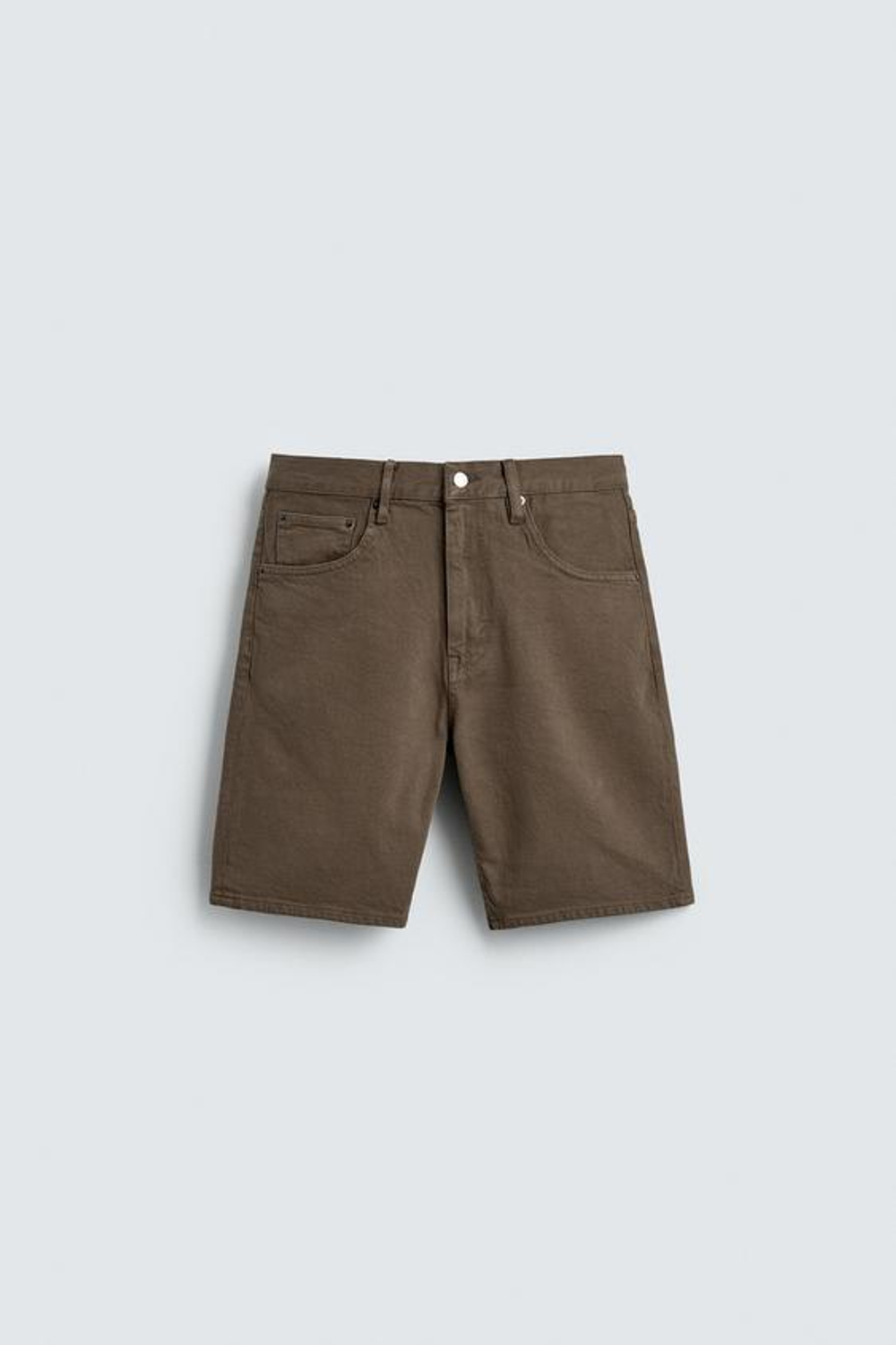 ZARA ДЖИНСОВЫЕ ШОРТЫ REGULAR FIT, КОРИЧНЕВЫЙ