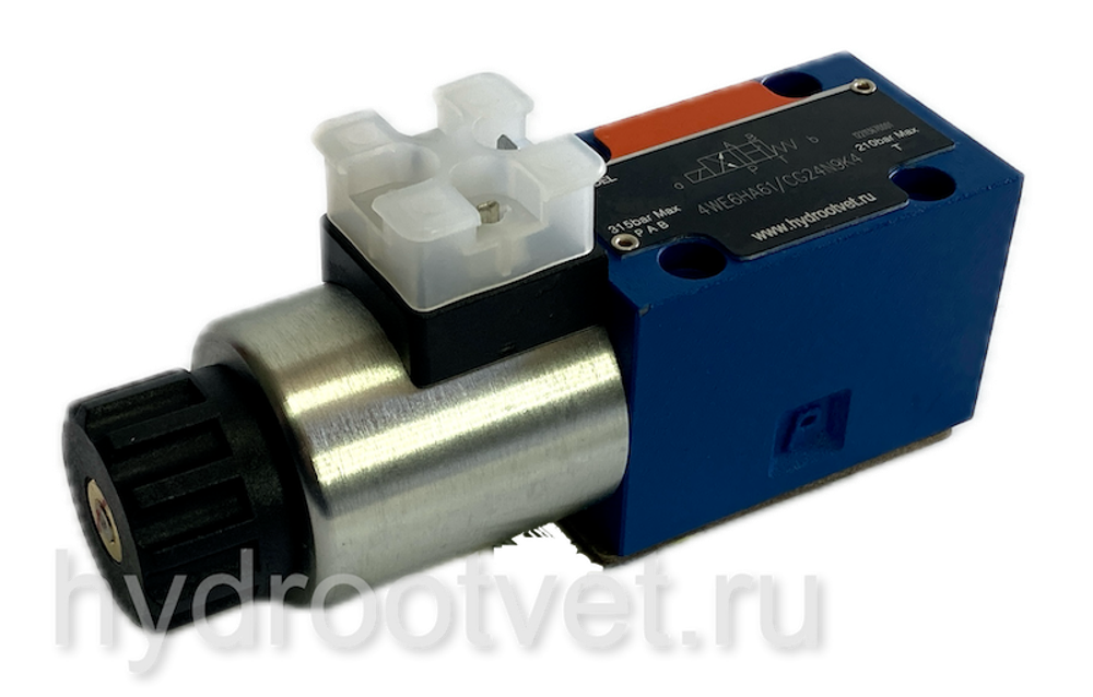 4WE6GB61/CG24N9K4 - Гидрораспределитель золотниковый Ду 6 с электроуправлением, схема GB (64-2), электроуправление G24, возврат - пружинный