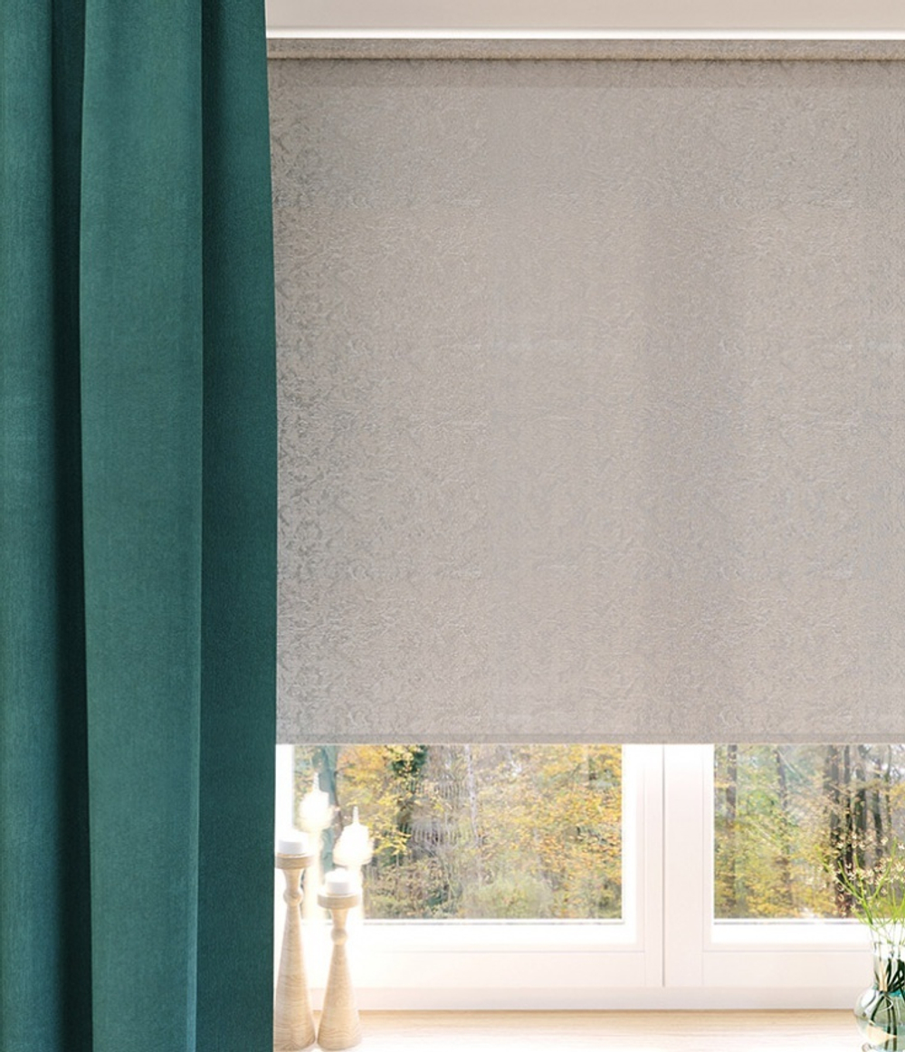 Рулонные шторы Фрост Бело-серый