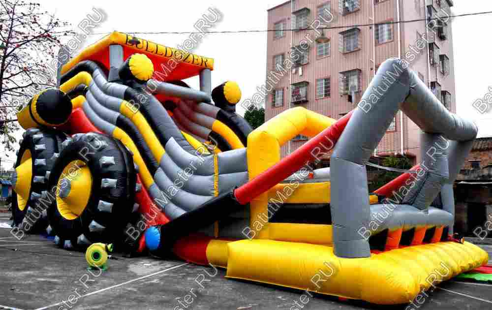 Детский надувной батут-горка "Бульдозер" 15*8*9 м