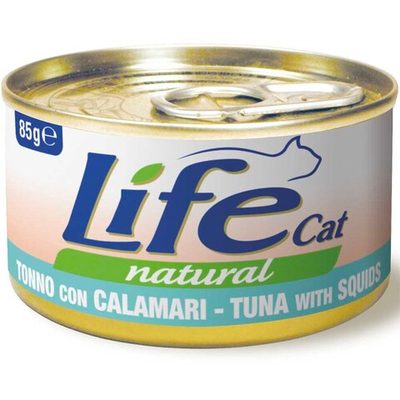 Lifecat консервы для кошек (тунец с кальмарами в бульоне) 85 г банка