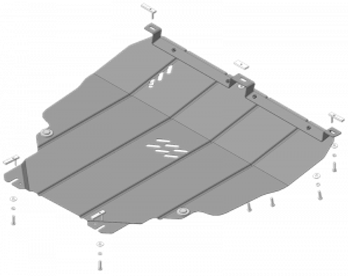 Усиленная защита Motodor картера двигателя, кпп. 2 мм, сталь. для Volvo V40 Cross Country 2013-2019 арт.02620