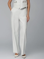 Женские кожаные брюки белые прямого кроя