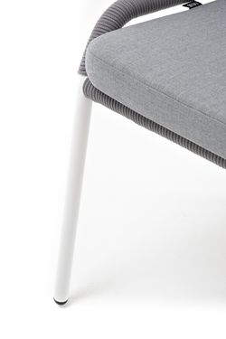 "Милан" стул плетеный из роупа, каркас алюминий белый шагрень, роуп светло-серый круглый, ткань светло-серая