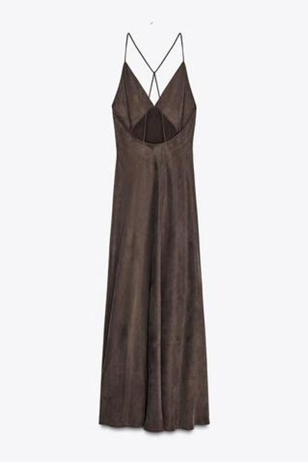 ZARA ПЛАТЬЕ-КОМБИНАЦИЯ — ZW COLLECTION, КОРИЧНЕВЫЙ