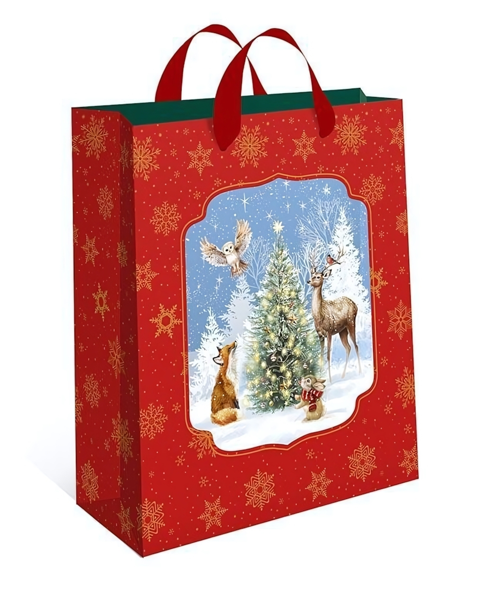 Пакет подарочный бумажный премиум новогодний с окошком 260х320х120 1595.036 (АртДизайн)