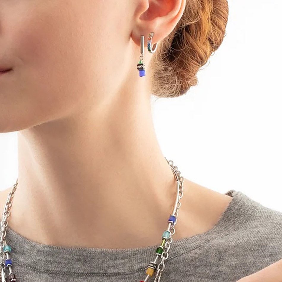 Серьги Coeur de Lion Hoop Multicolour Silver 15мм 0146/23-1517