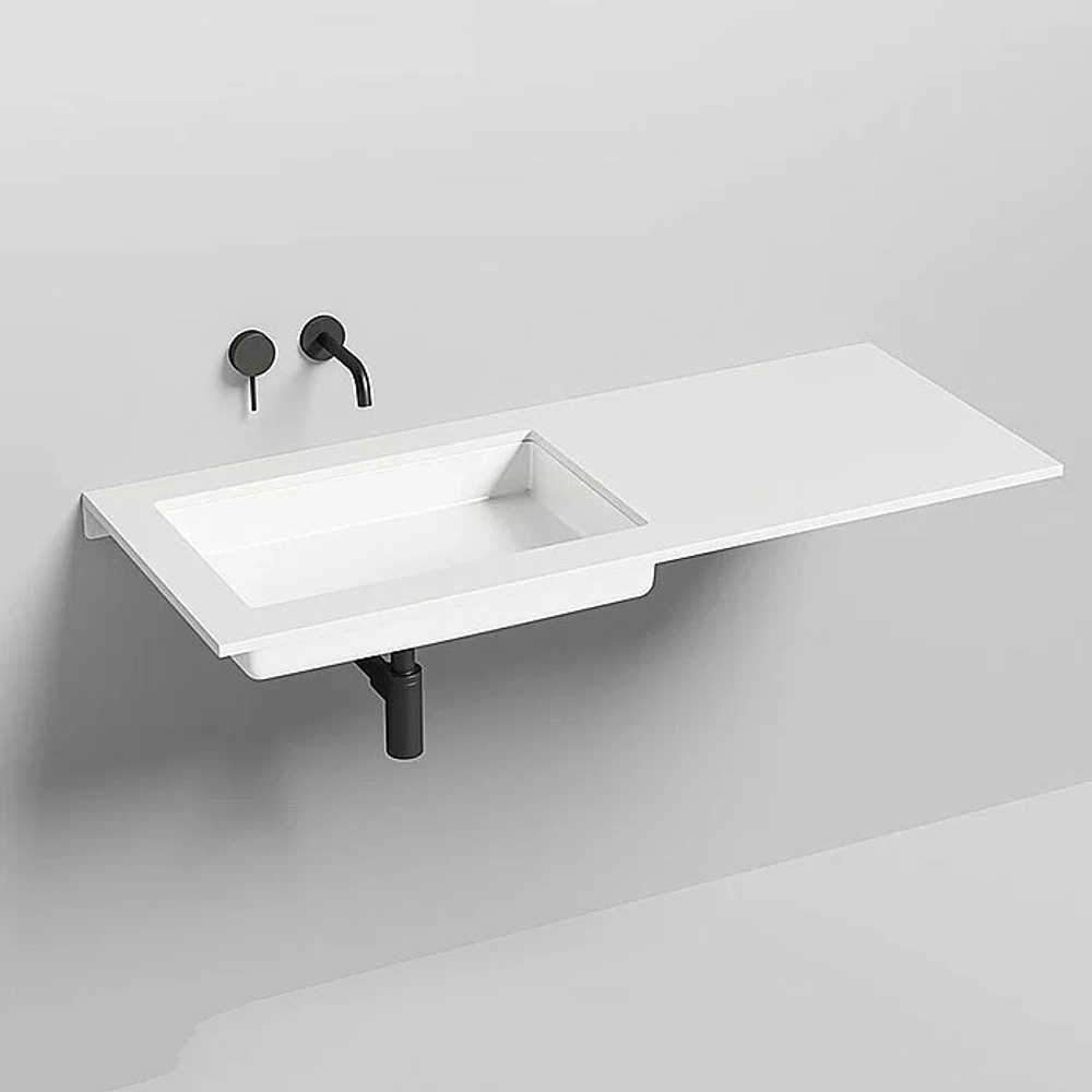 Раковина врезная снизу столешницы Salini MAREA 14 1802214M 60 из искусственного камня S-Stone, белая матовая