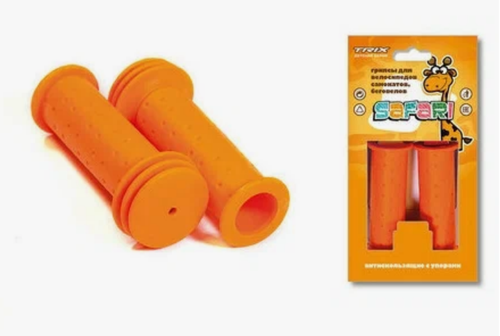 Грипсы TRIX Safari для детских велосипедов, резиновые, 102мм, антискользящие с упорами, оранжевые (100)