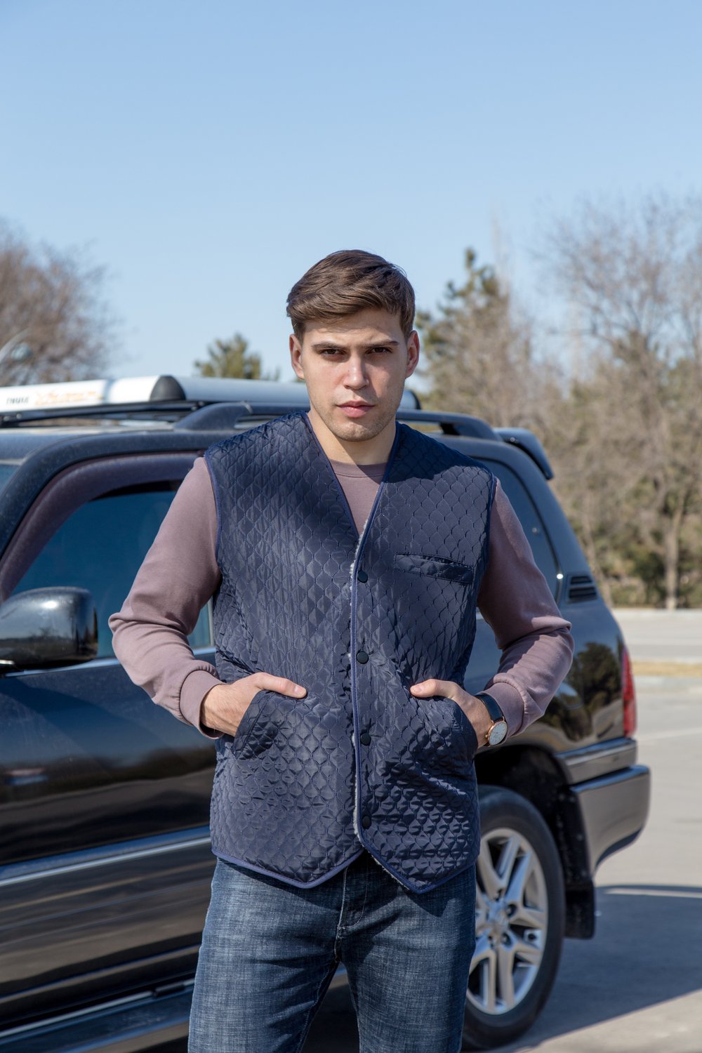 Утепленный мужской жилет из овчины