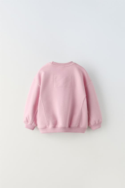 ZARA ОДНОТОННОЕ ХУДИ С ВЫШИВКОЙ, БЛЕДНО-РОЗОВЫЙ