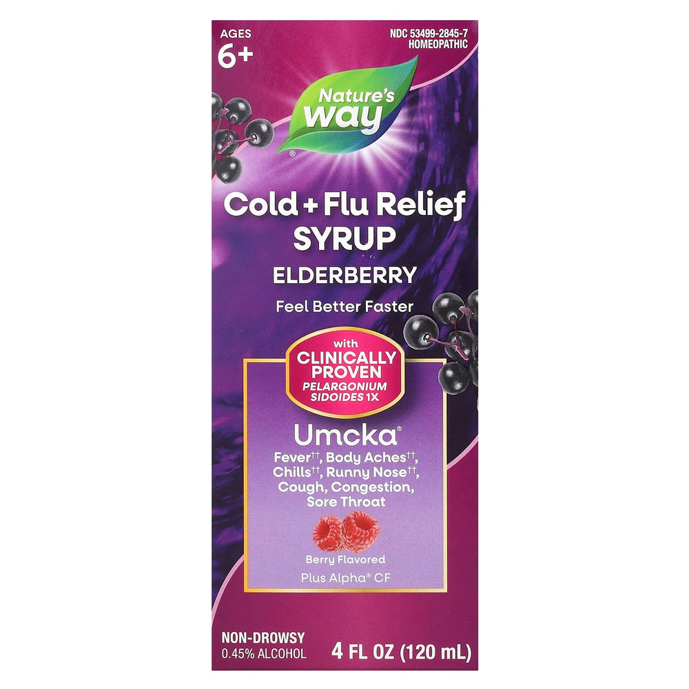 Nature's Way, Сироп от простуды и гриппа, бузина, Umcka®, для детей от 6 лет, ягоды, 120 мл (4 жидк. унц.)