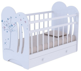 Кроватка детская ВДК Wind Tree (белый) маятник поперечный, ящик