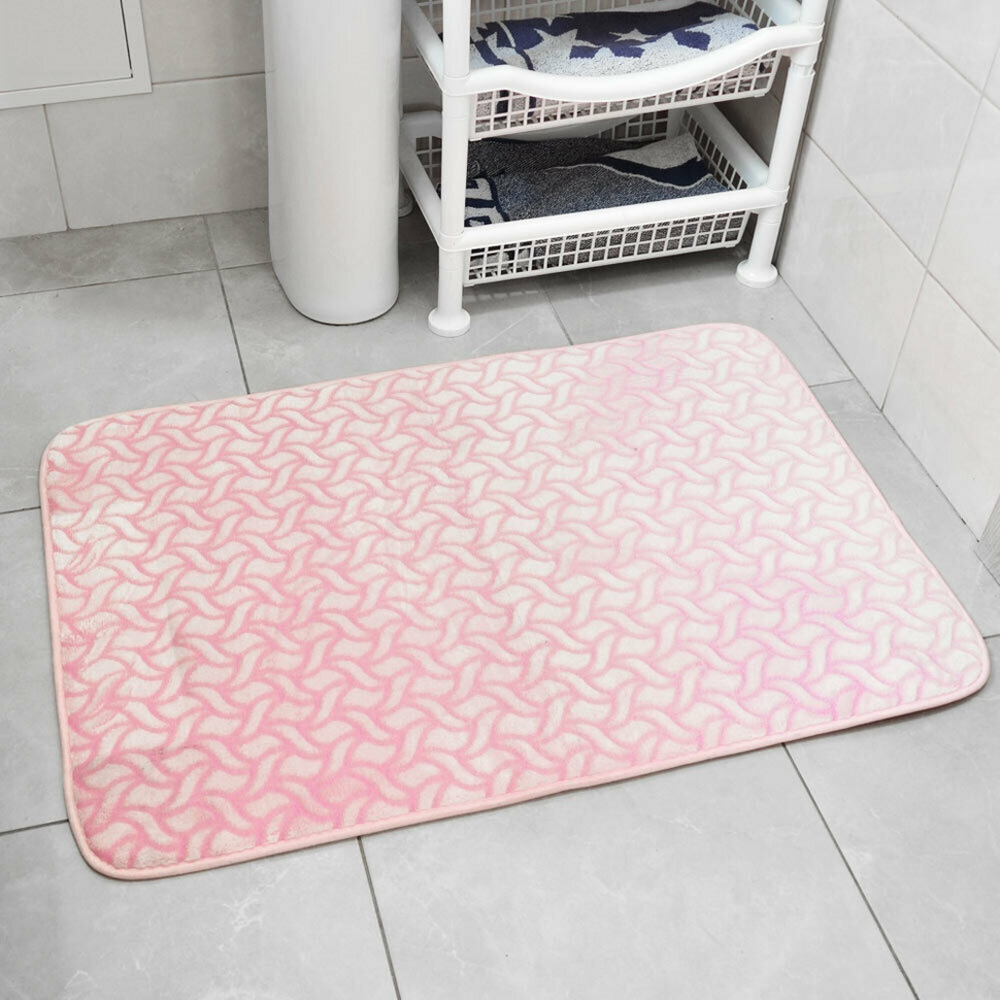 Коврик для ванной 50*80см "Зигзаги", мягкий ворс, полиэстер, розовый