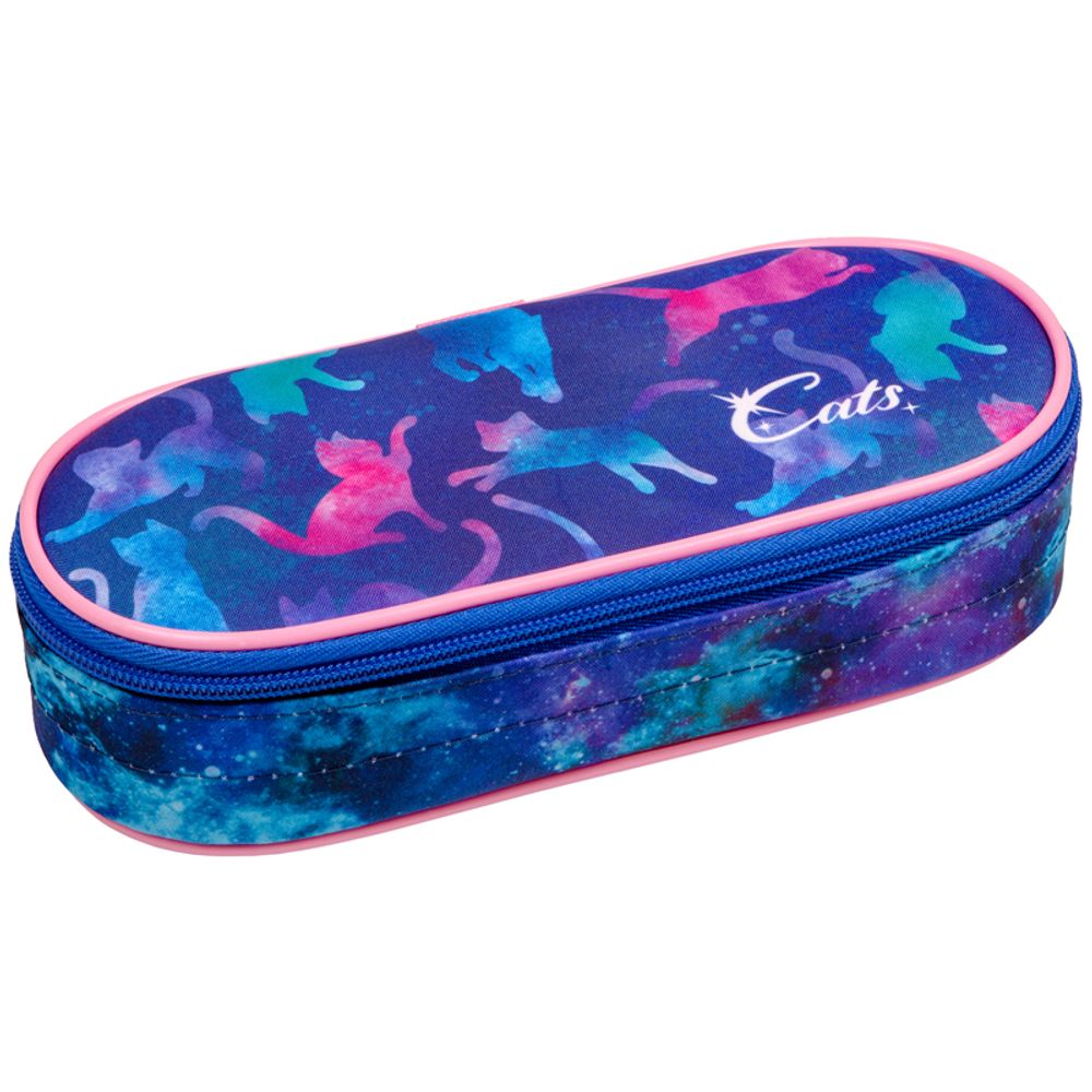 Пенал 1 отделение 210х85 Berlingo Galactic cats, овальный, ткань