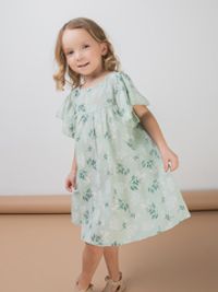 Платье хлопковое с цветочным принтом "Зеленое"