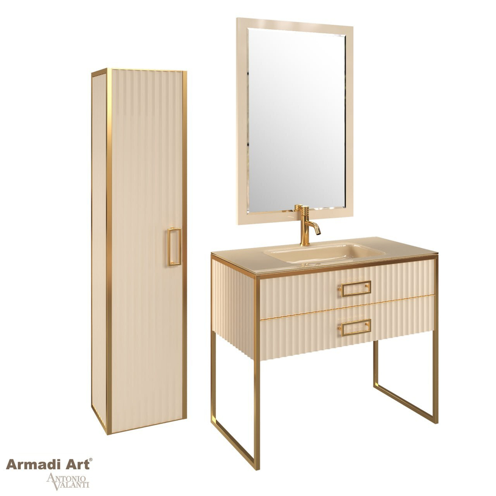 Armadi Art Пенал MONACO капучино глянец + золото без ножек