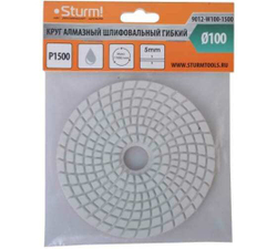 Круг алмазный гибкий шлифовальный АГШК (100 мм, P1500, мокрая шлифовка) Sturm 9012-W100-1500