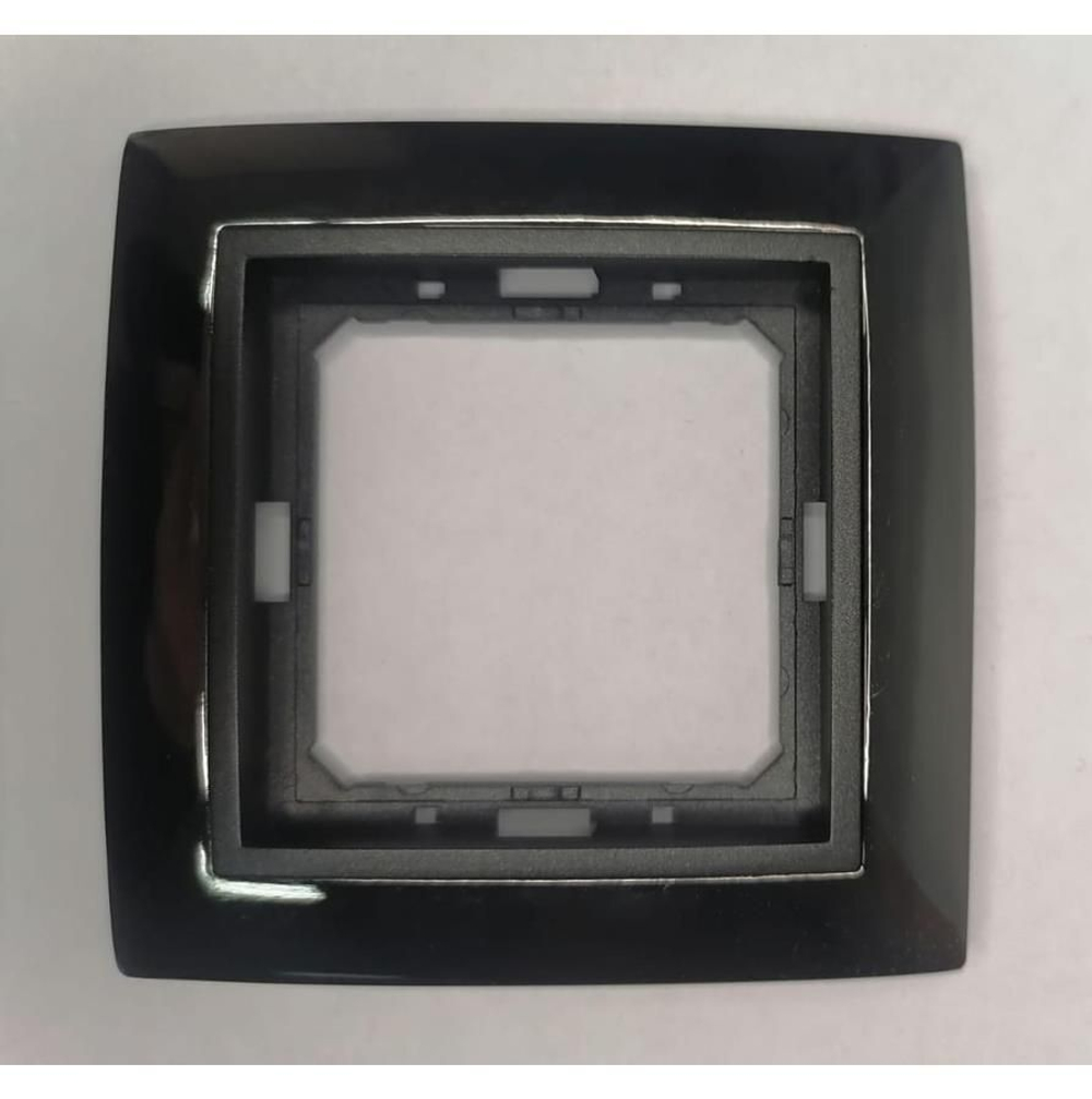 Рамка 1-я ProfiTec Tesla темная сталь метал + вставка черный графит