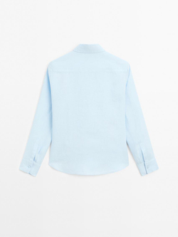 Massimo Dutti Рубашка из струящегося 100% льна, небесно-голубой