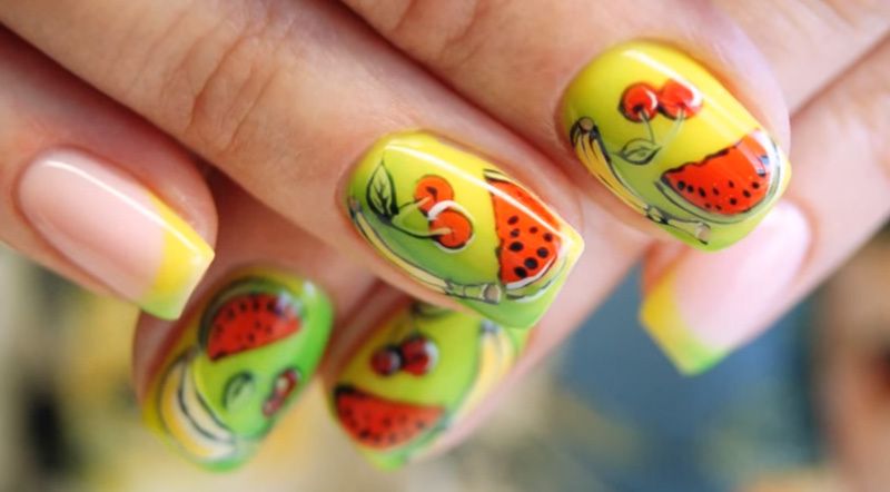 МК Летний Фреш. Рисуем на ногтях гель-лаками Формула Профи. Используем основу-кореектор и био-топ.