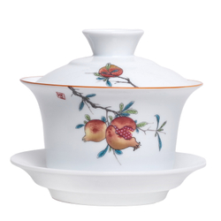 268010.3 Гайвань большая ГОРНЫЙ САД "Плоды граната" , 260мл. фарфор белый