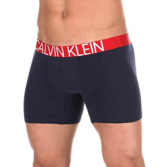 Мужские трусы боксеры темно-синие с красной резинкой Calvin Klein