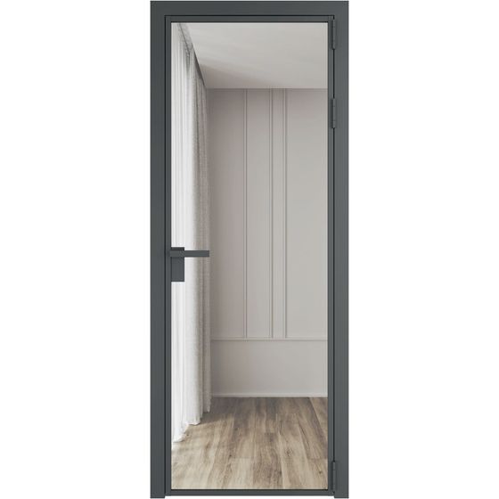 Алюминиевая дверь 1AG серая ночь остеклённая