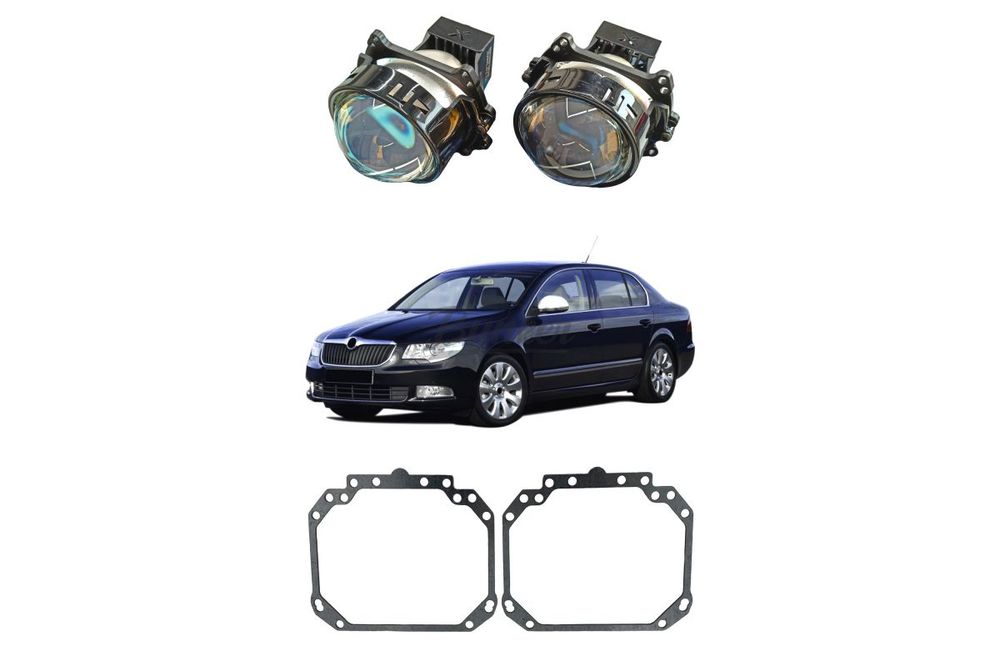 Комплект для замены штатных галогеновых линз Hella 2 Skoda Superb II 2008-2015