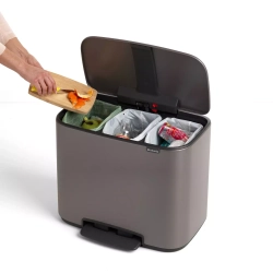 Brabantia - Контейнер для мусора Bo 3х11л с сегрегацией, платина / артикул   121067  / GTIN 8710755121067