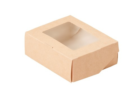 Коробка с окном крафт 10*8*4см, внутри с ламинация