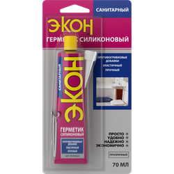 Герметик Экон 3002429 силиконовый санитарный прозрачный 70 мл. на БЛ-1 | Экон