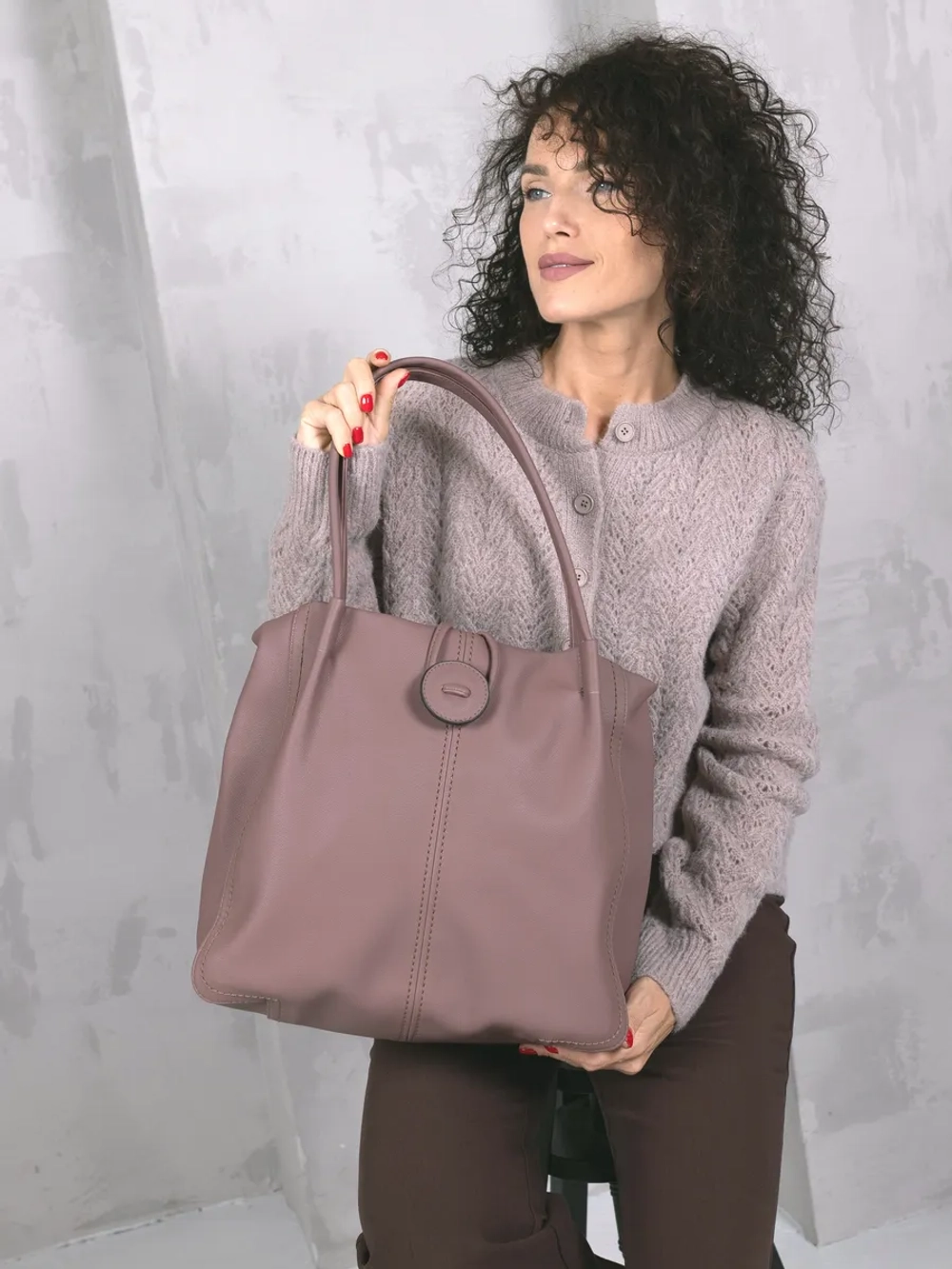 Сумка большая через плечо шоппер мешок