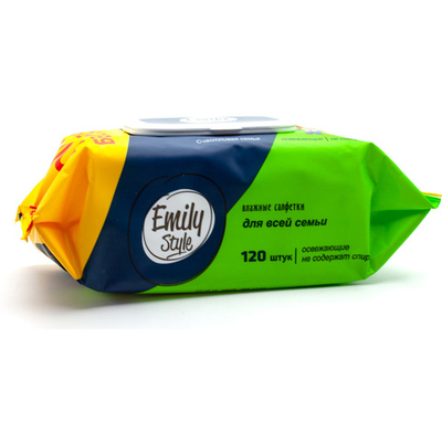 Салфетки влажные "Эмили Стайл" 120шт эконом с крышкой /12