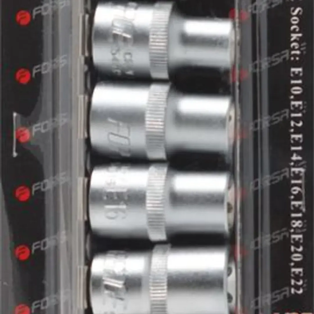 Набор головок Е-профиль 7пр. 1/2''(E10,E12,E14,E16,E18,E20,E22), на планке Forsage F-4073