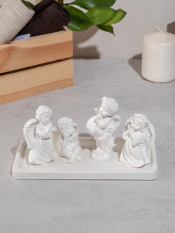 Набор статуэток ангелочки 4 штуки на подносе прямоугольник