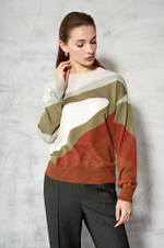 22531 Джемпер женский (терракотово-зеленый)