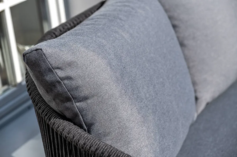 "Милан" лаунж-зона 4-местная плетеная из роупа (веревки), каркас алюминиевый темно-серый, роуп темно-серый