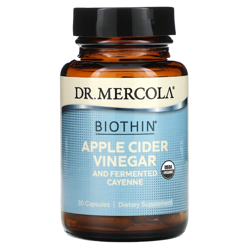 Dr. Mercola, биотин, яблочный уксус и ферментированный кайенский перец, 30 капсул