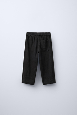 ZARA ЛЬНЯНЫЕ БРЮКИ С ПРЯМЫМИ ШТАНИНАМИ, ЧЕРНЫЙ